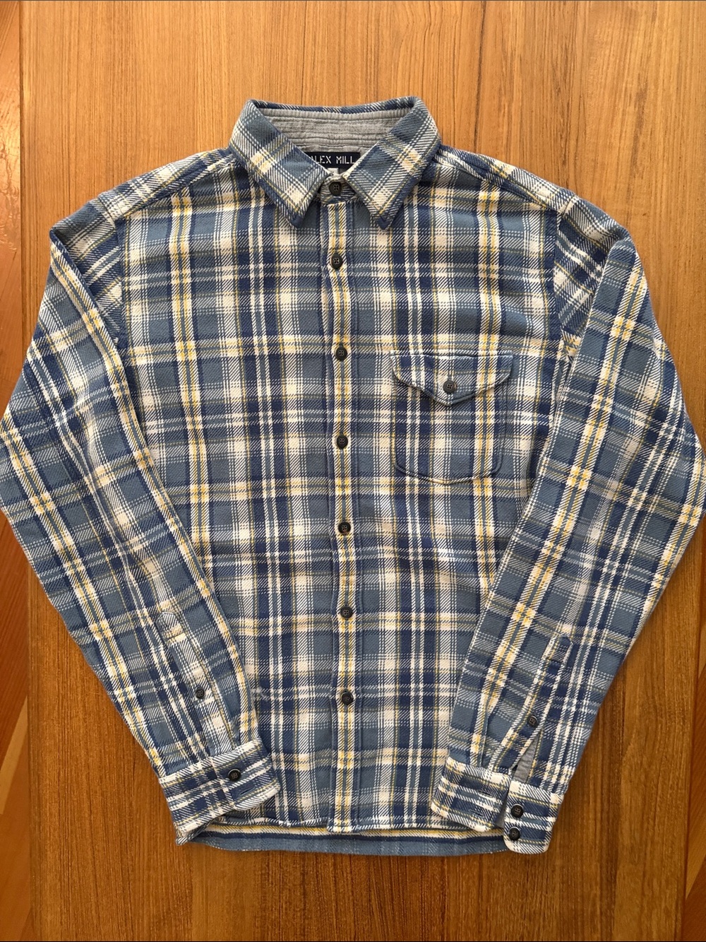 ALEX MILL — Men’s Chore Shirt in Blue Plaid, size Medium